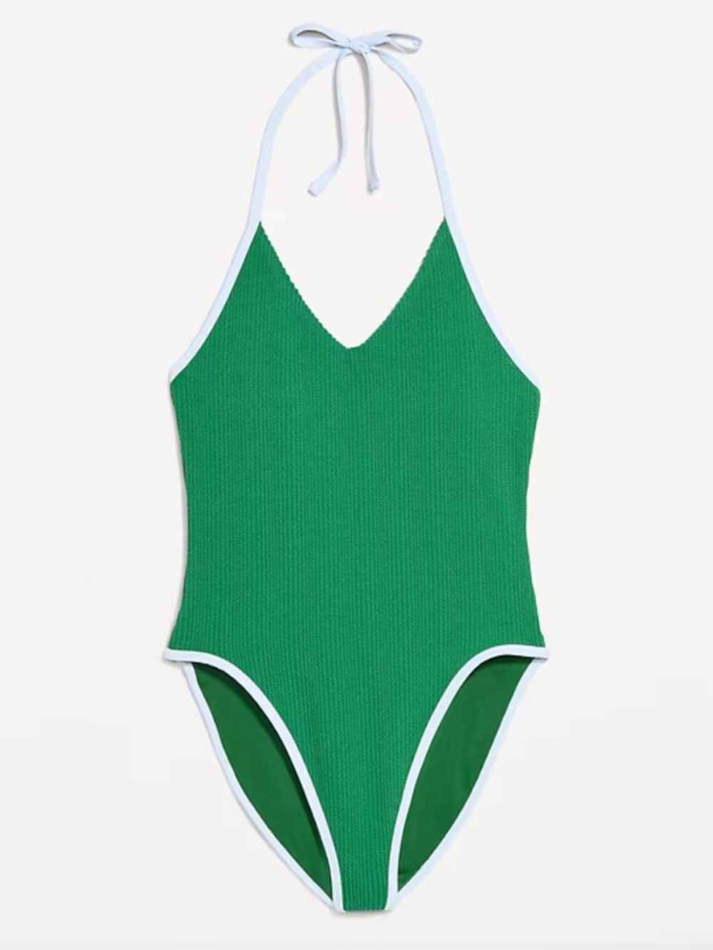 Old Navy Green One-Piece Halter Swimsuit with White Trim
